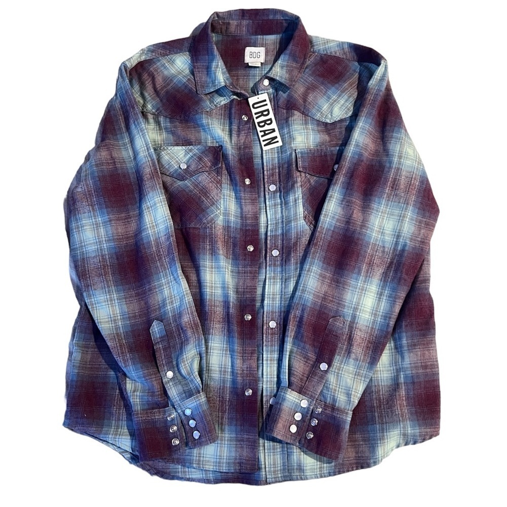 L blue Urban outfitters plaid button up